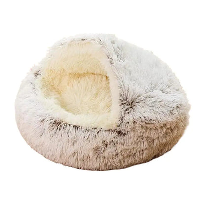 Cozy Winter Plush Cat Bed - Round Cushion for Cats and Small Dogs - Warm and Secure Nesting Bag
