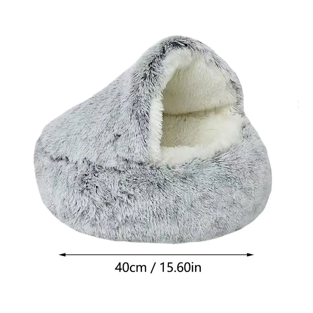 Cozy Winter Plush Cat Bed - Round Cushion for Cats and Small Dogs - Warm and Secure Nesting Bag
