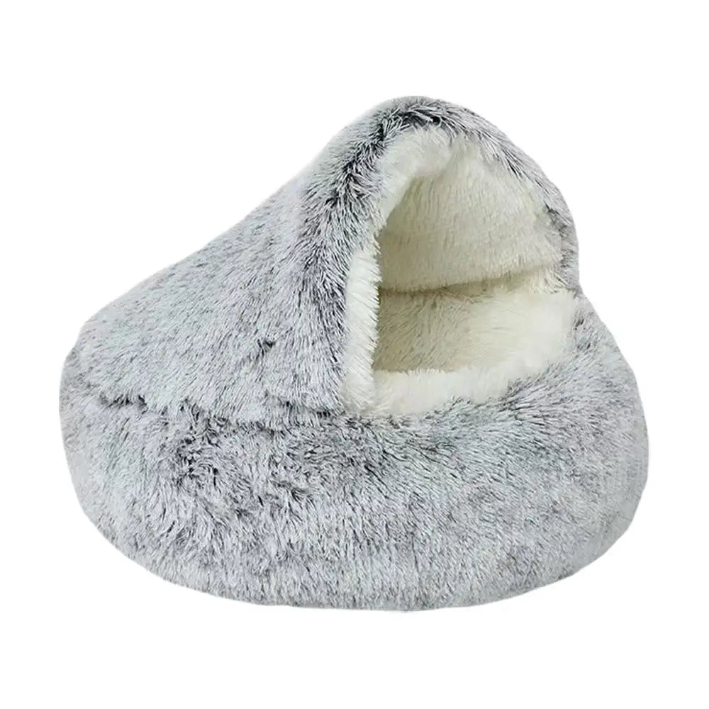 Cozy Winter Plush Cat Bed - Round Cushion for Cats and Small Dogs - Warm and Secure Nesting Bag